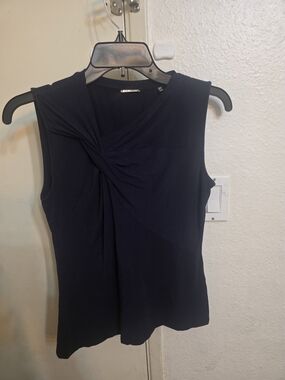 Elie Tahari Navy Twist-Front Sleeveless Tank